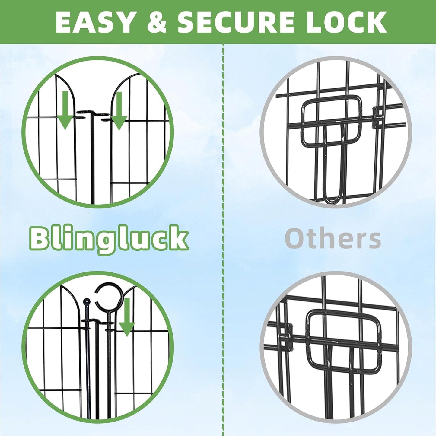 5 Panels No Dig Decorative Garden Fence with Gate, Total 11.8 ft(L) x 32 in(H) Animal Barrier Border for Dog, Rustproof Metal Wire Panel Border for Yard, Temporary Tall Fencing with Ground Stakes