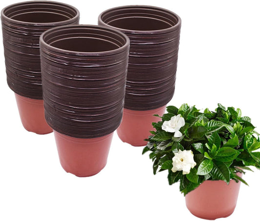 100 Pcs 7.5 Inch Plastic Plant Nursery Pots Reusable Pots for Succulents Seedlings Cuttings Transplanting with Drainage Holes
