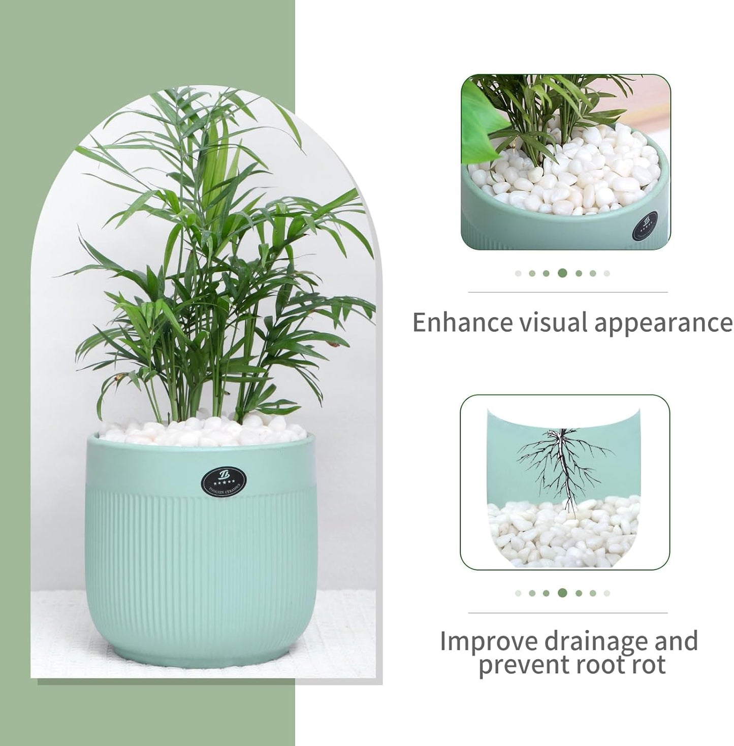 10 LB White Pebbles for Plants, 3/8 inch White Rocks for Vases Landscaping, Small Decorative Stones for Indoor Outdoor, Polished