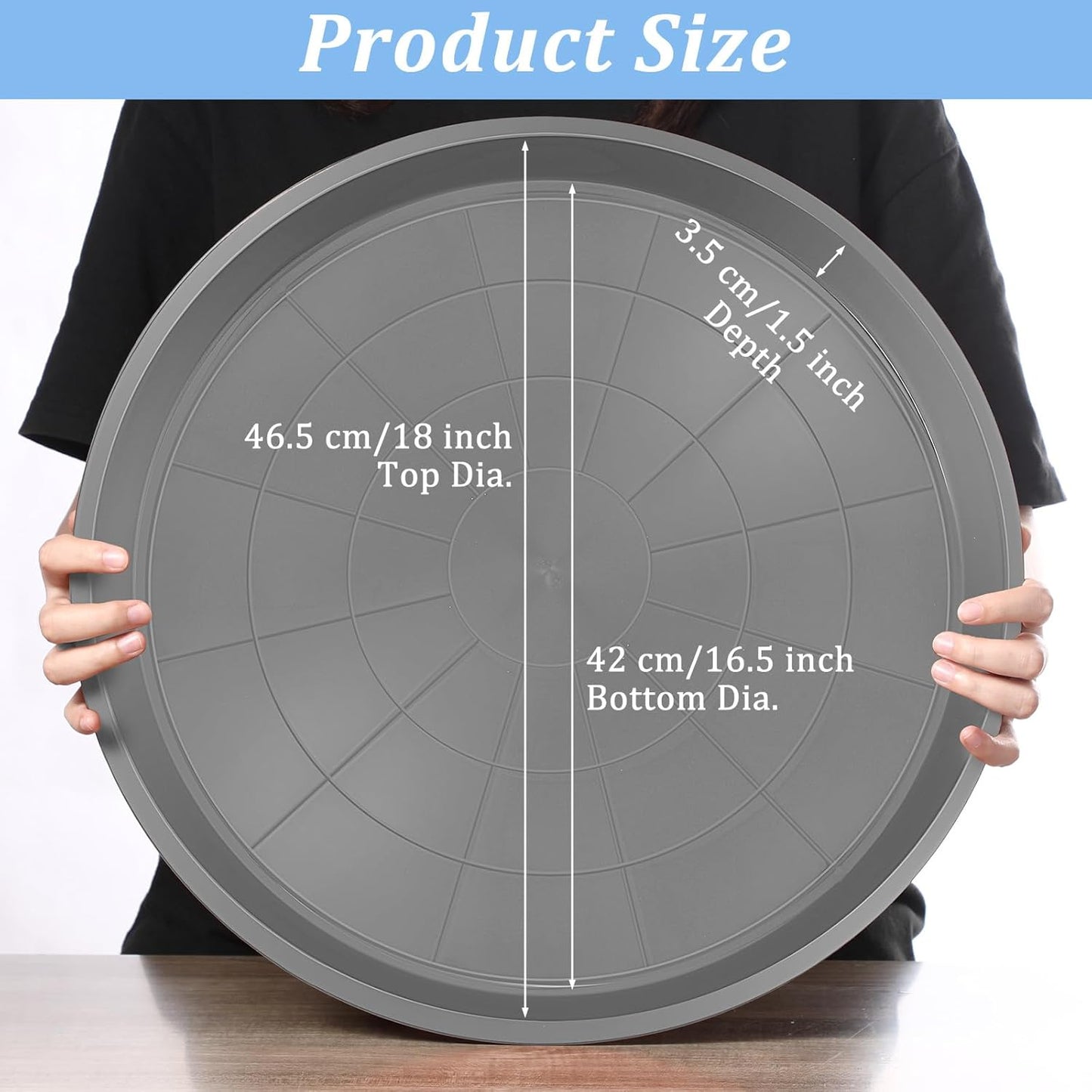 Eccliy 6 Pack Plastic Plant Saucer Heavy Duty Planter Saucers Large Plant Pot Saucers Plastic Water Trays for Indoors and Outdoors Flower Plant Plant Drip (Gray,18 Inch)