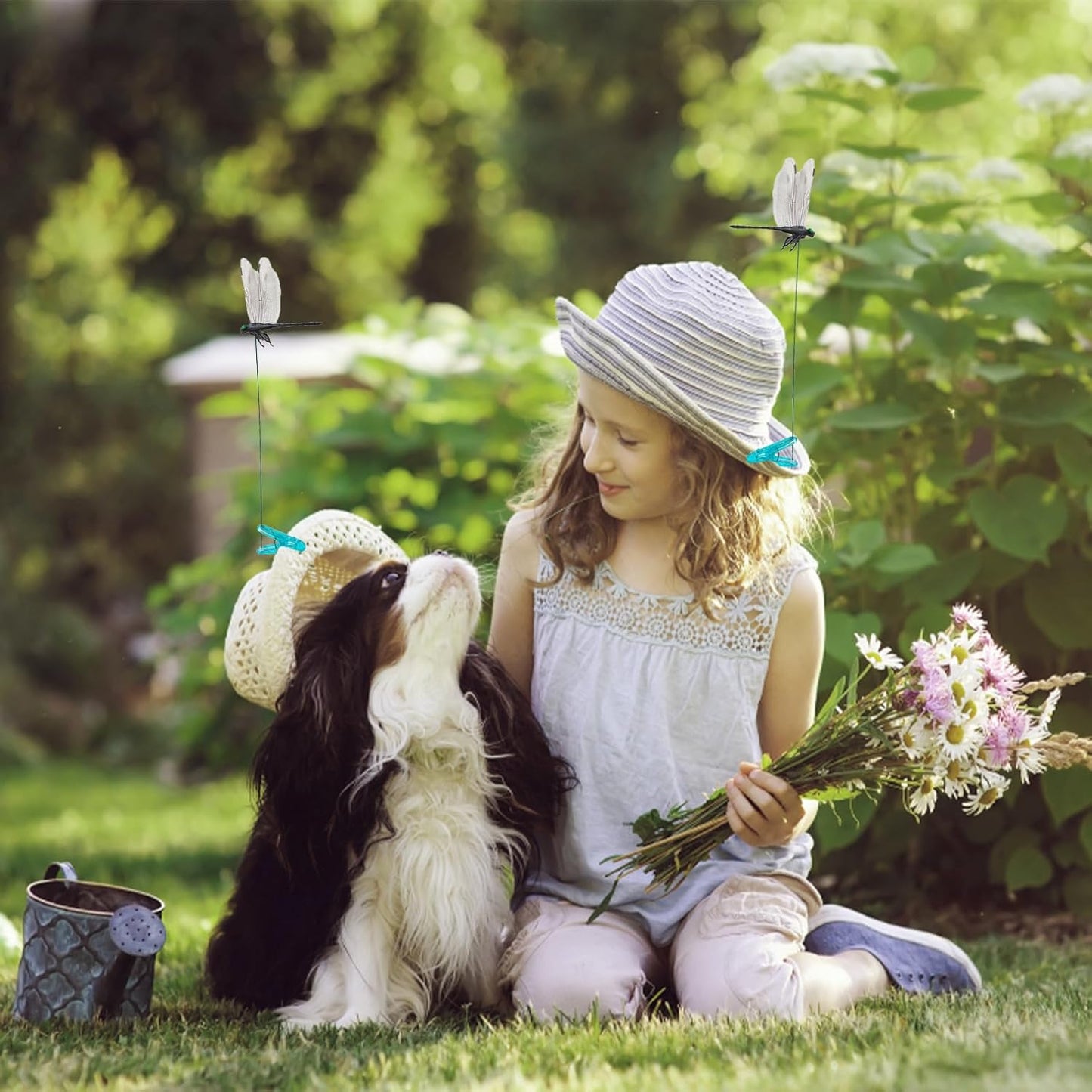 8Pcs Fake Dragonfly Clips, 3D Outdoor Dragon Fly Decorative Clip, Artificial Dragonfly Hat Clips, for Summer Indoor/Outdoor Garden Dragonfly Decorative Clips. (Black)