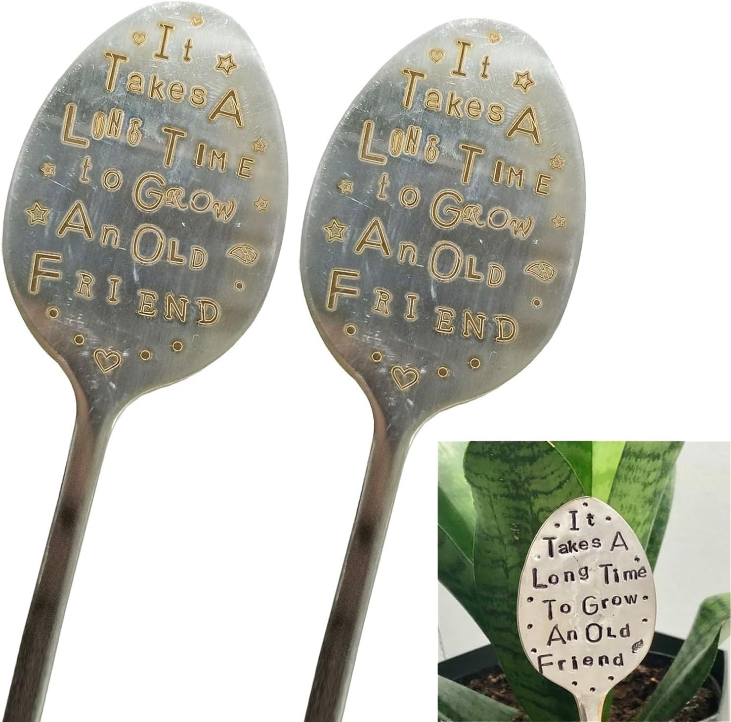 Garden Marker Friendship Gift, Garden Label Stake, Plant Marker Tag, Metal Garden Decoration Sign (2Pack)