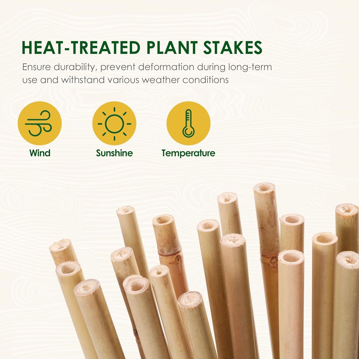 Bamboo Stakes for Plants, 50 Pack Bamboo Stakes 5 Feet(58in, Approx 5FT), Natural Garden Stakes for Tomatoes and Climbing Plant Support, Sturdy Bamboo Plant Stakes