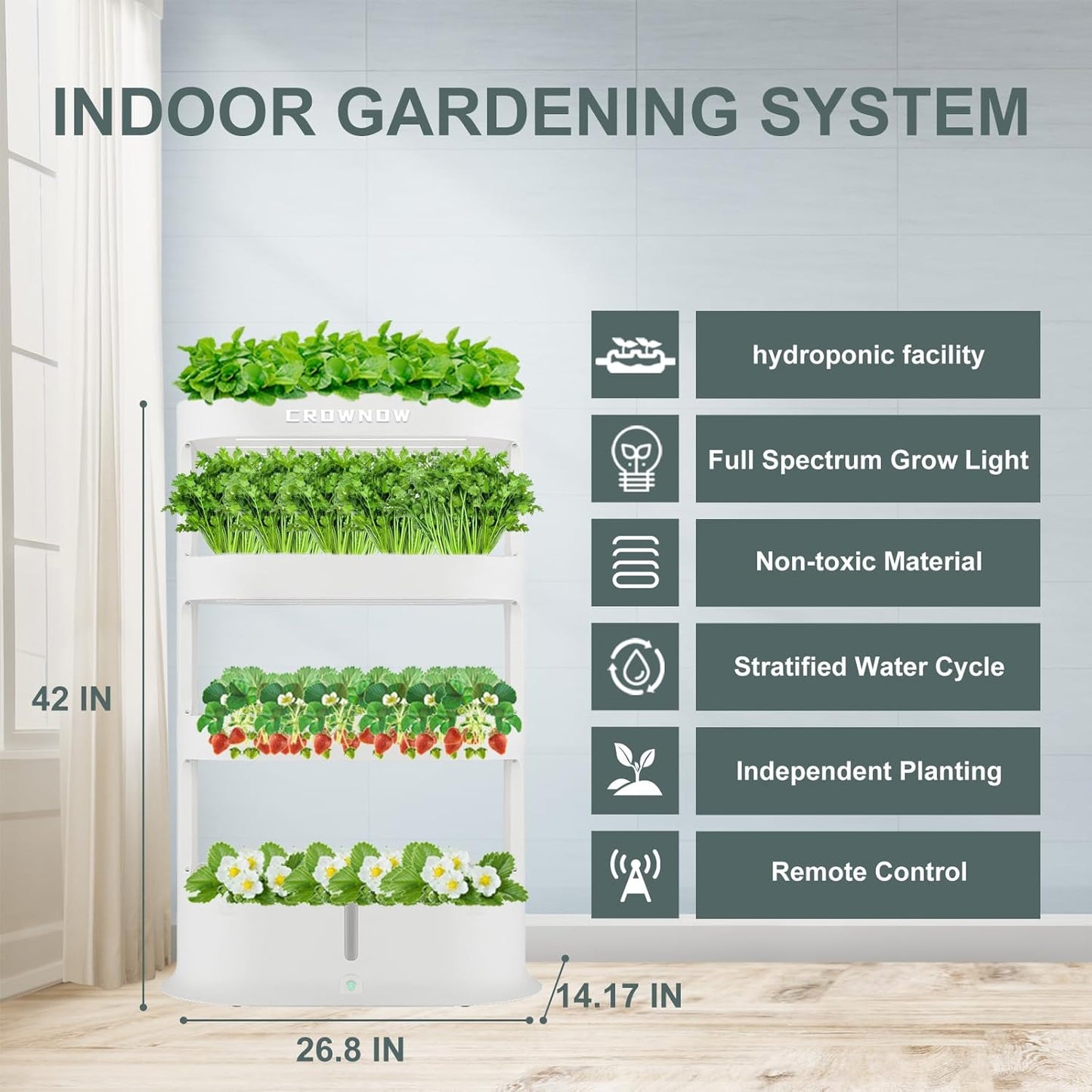 64 Pods Large Capacity Hydroponic Tower,4-Layer Hydroponics Growing System Kit with Full-Spectrum LED Grow Light,Timing Control,Indoor Hydroponic Garden for Plants Herb Vegetable