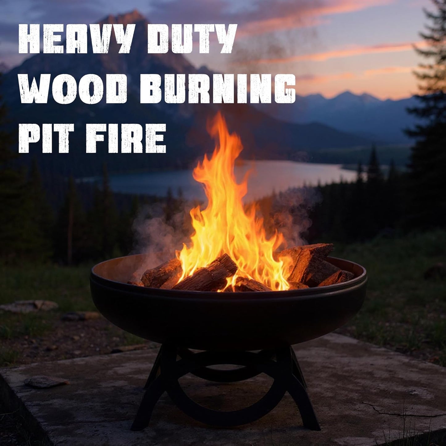 Liberty Fire Pit – Ohio Flame Wood Burning Outdoor Fire Pit - 30" Diameter with Curved Base (Made in USA)