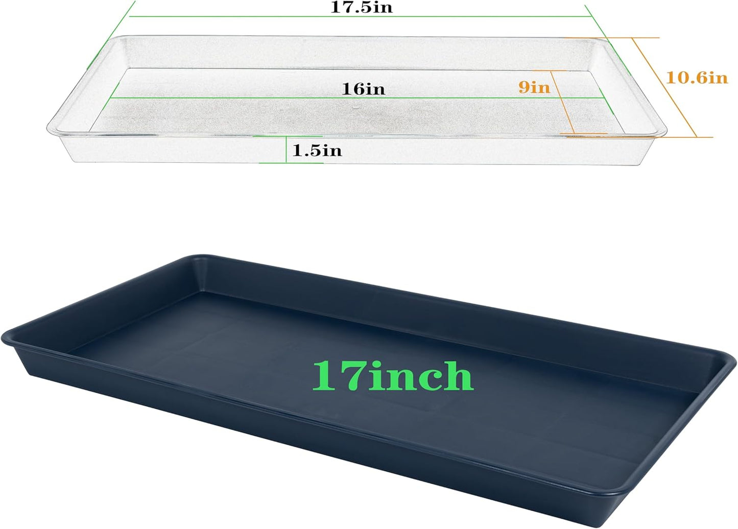 Rectangle Plant Tray, Plant Drip Tray, Plant Pot Saucers, Plant Germination Trays, Plant Saucers, 17.5'' x 10.6'' x 1.5'' (2 pack), Blue
