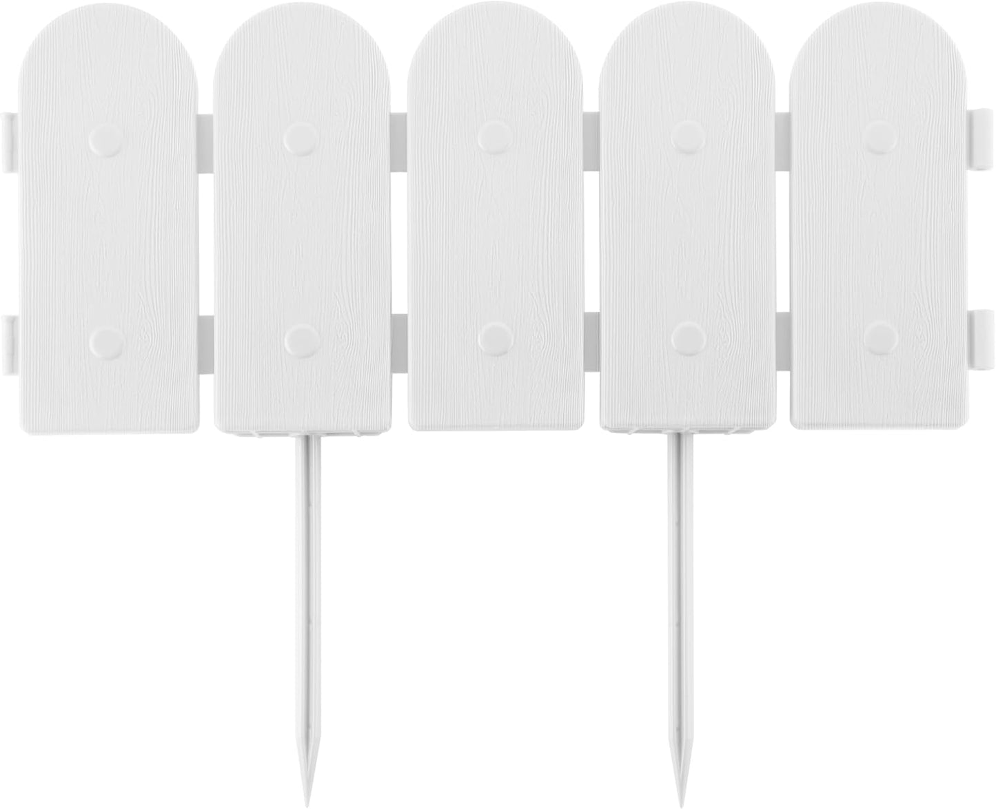 Evelyne Garden Border Edging: Wooden Fence Design - 16pcs White Yard Landscaping Fence Liner Lawn Edge Barrier - 20ft Kit of Decorative Lawn Landscape Panels Elements-Landscaping Edging-GMT-10374-D16