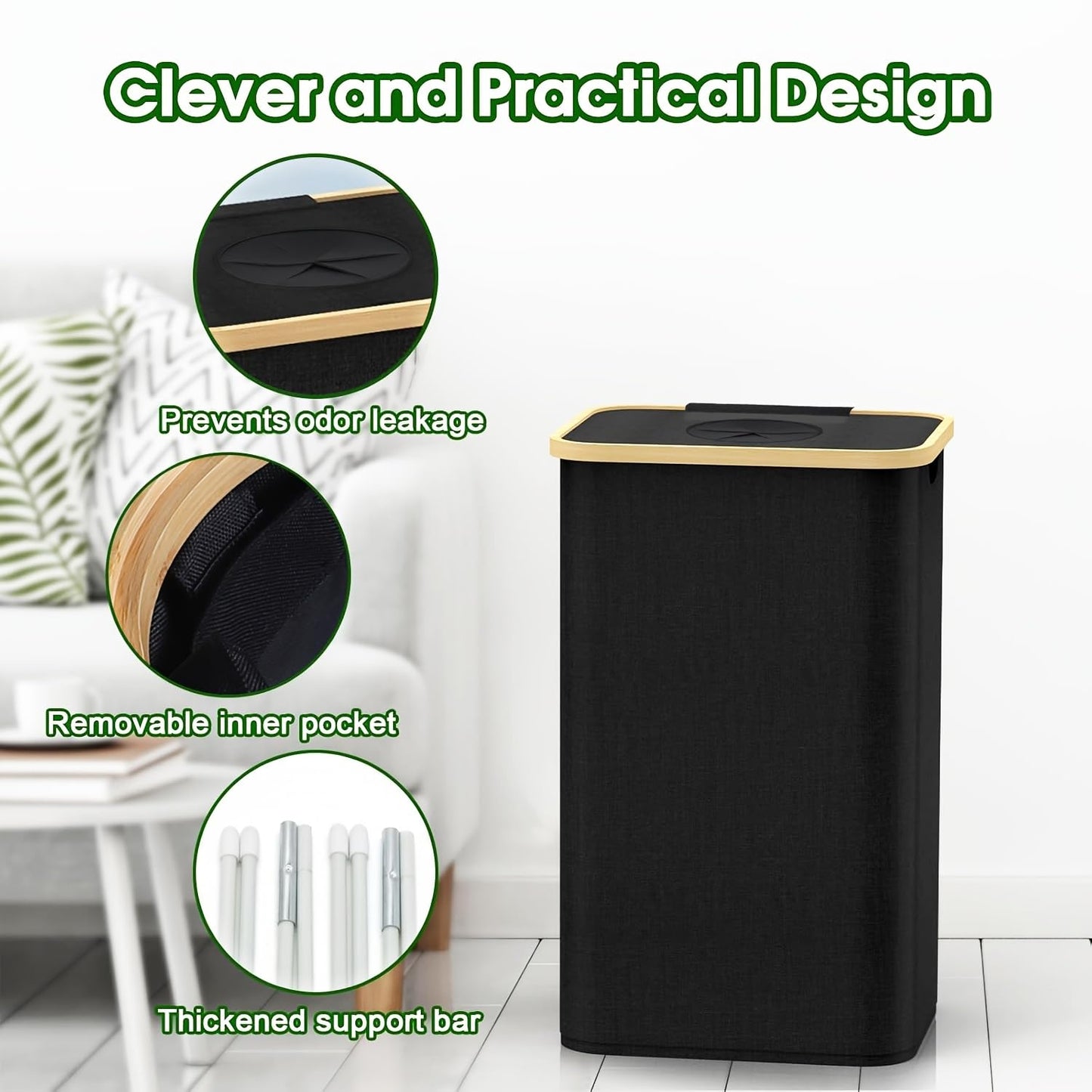 Garbage Bin Kitchen,Kitchen Trash Can with Lid, Detachable and Reusable Inner Bag,Large 26-Gallon 100-Liter Capacity, Suitable for Bottles, Cans, and Glass，White