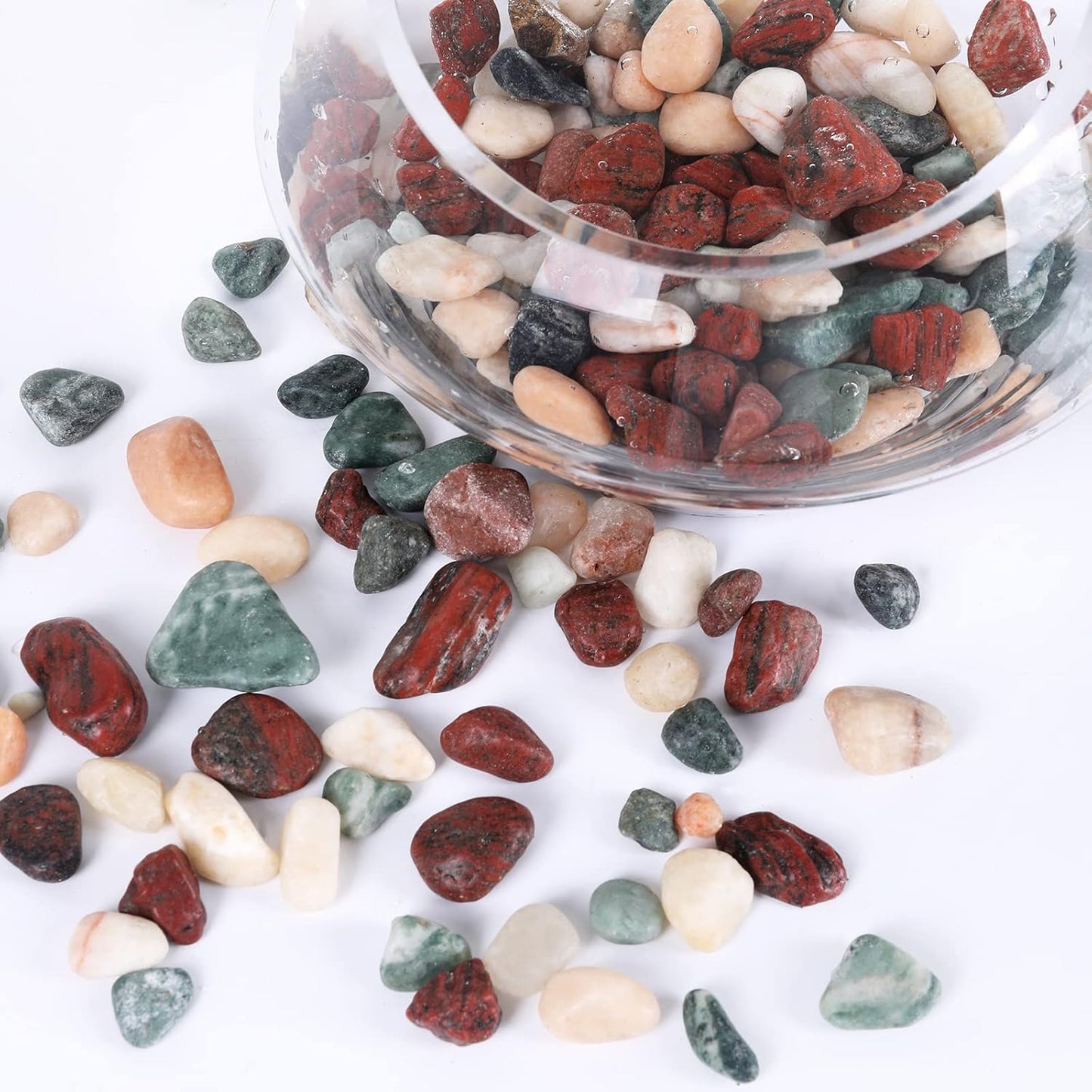 5lbs Natural River Rocks, Polished Pebbles for Plants Garden, 0.3-0.8 inch Decorative Countryside Stones, Ideal for Fish Tank, Vases, Home Decor and Garden Landscaping,Countryside