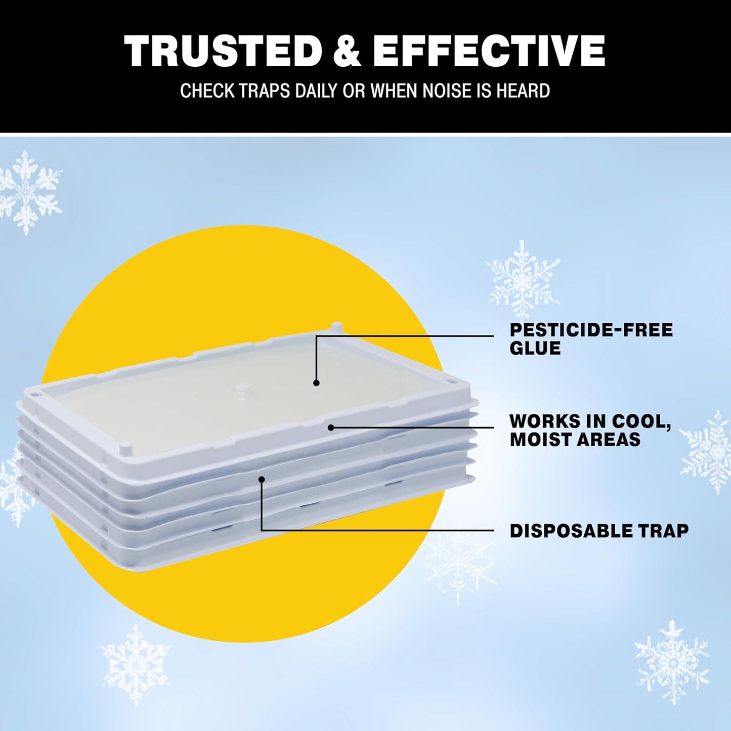 Catchmaster Freeze Resistant Glue Traps 6PK Mouse Traps Indoor for Home, Pest Control Tray for Rodents, Bugs & Crickets, Cold Weather Glue Board for House, Shed & Garage