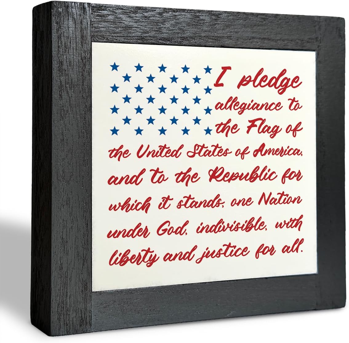 Patriotic Wood Plaque Sign, I Pledge Allegiance to the Flag of United States of America, Box Wood Plaques Desk Décor, American Flag Wooden Sign, 4th of July Wooden Decoration, Independence Day Decor C