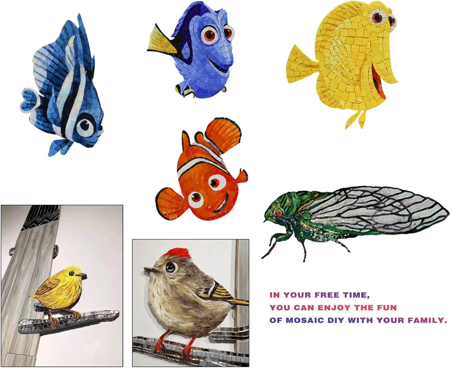 SMEIINIK 500g/1.1lb Bulk Iridescent Color Mosaic Tiles for Crafts,Square Glass Mosaic Pieces for Mosaic Works,Mosaic Making Supplies for DIY,Mosaic Materials (AJ18-28)