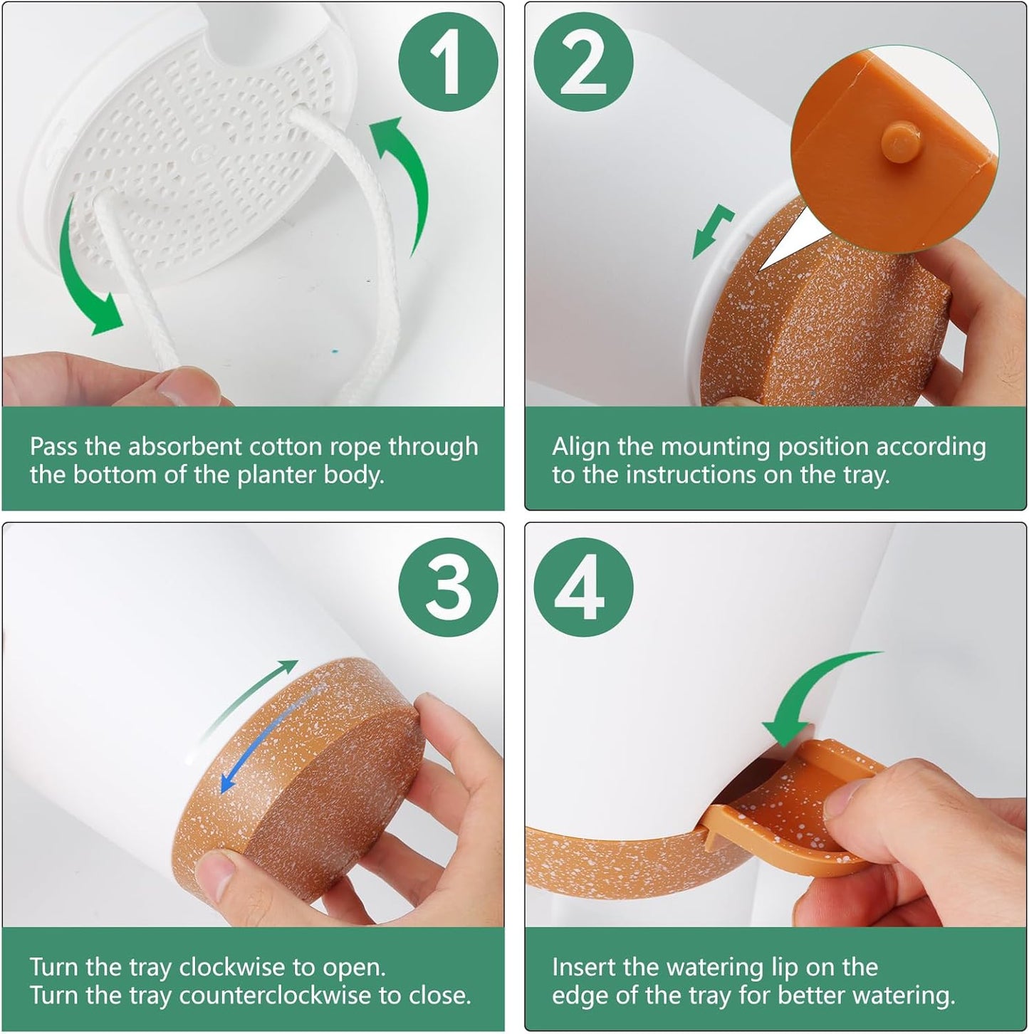 Plant Pots Outdoor Self Watering Pots, Flower Pots with Drainage Hole and Reservoir White Plastic Planters for Indoor Plants Home Decorations Gift Idea 5Pack