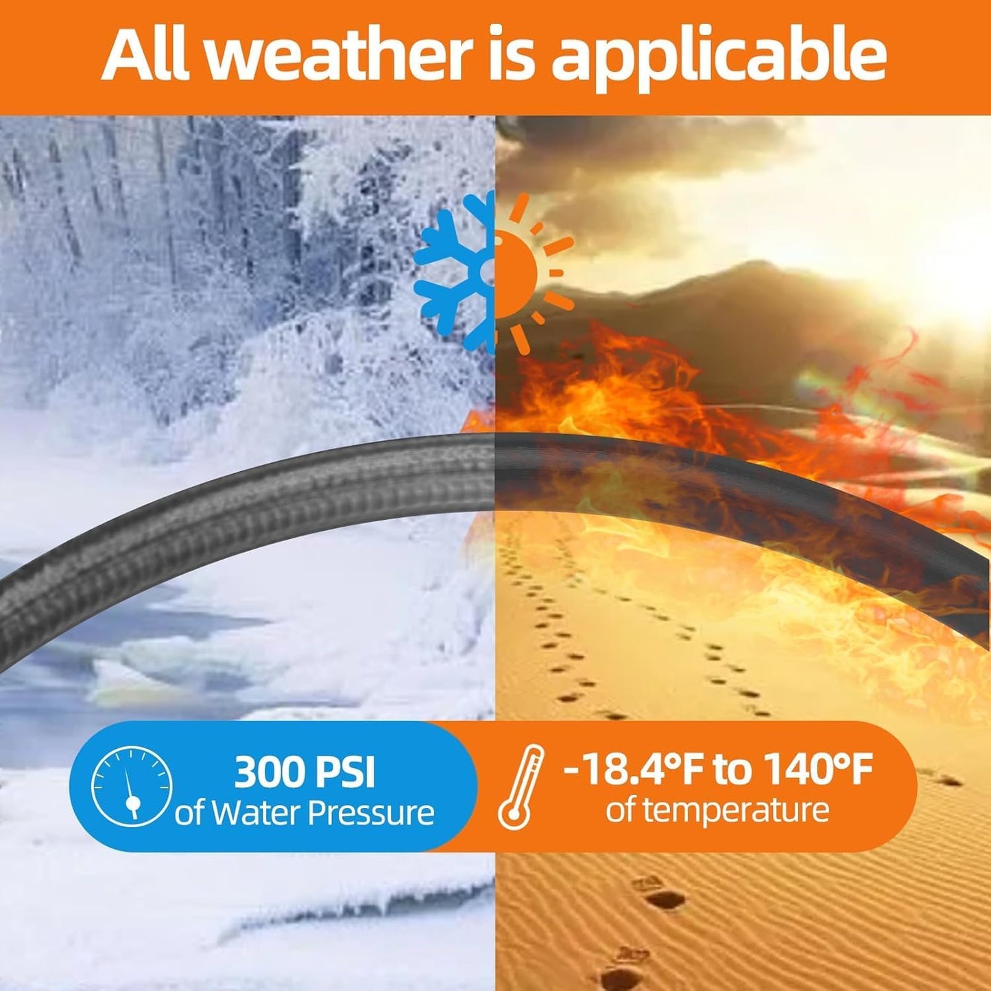 Garden Water Hose 75 ft x 3/4 in Heavy Duty, Flexible and Lightweight, Burst 600 psi, Kink-less Hybrid Rubber Pipe for Backyard, 3/4'' Brass Fittings, Black