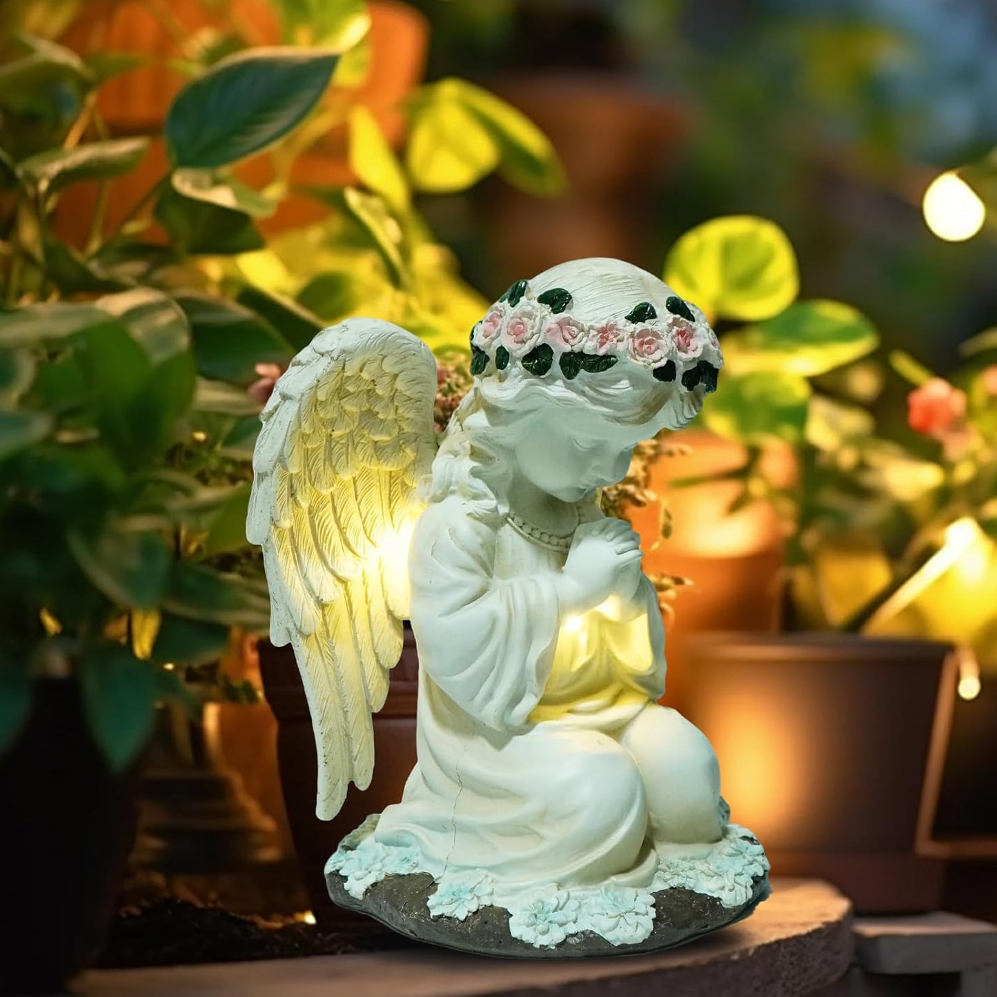Solar Angel Garden Statues with LED Lights, Outdoor Decor for Patio Yard Balcony - Unique Housewarming Birthday Gifts for Women Mom Grandma