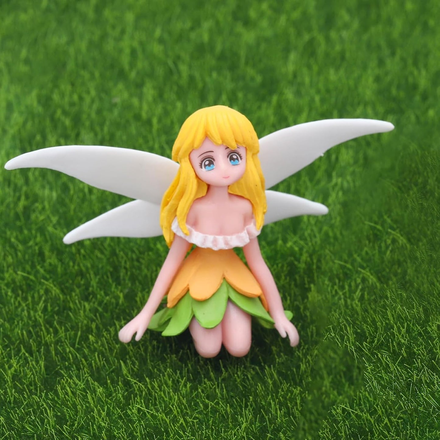 ONEST 4 Pieces Miniature Fairy Garden Accessories Small Fairy Figurines Hand Painted Fairies Figures Girl Fly Wing Figurines for Car Decor Fairies Garden Flower Pot Birthday Cake Topper