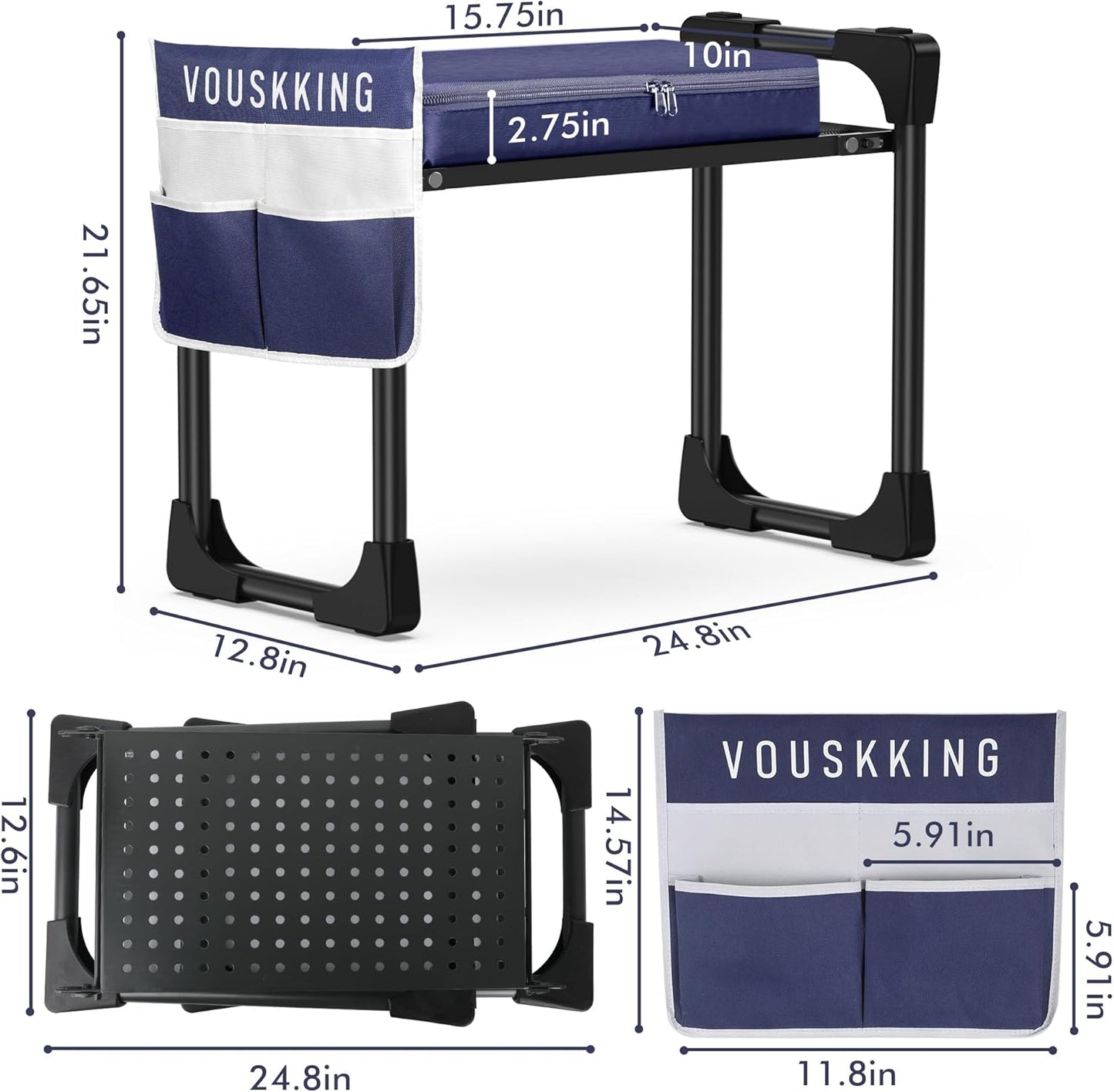 Foldable Garden Kneeler and Seat, Patented Thicker Wider Softer Kneeling Pad with Magnetic Stripe, 350lbs Heavy Duty Durable Garden Stool with Tool Bag, Gardening Gift for Women and Men