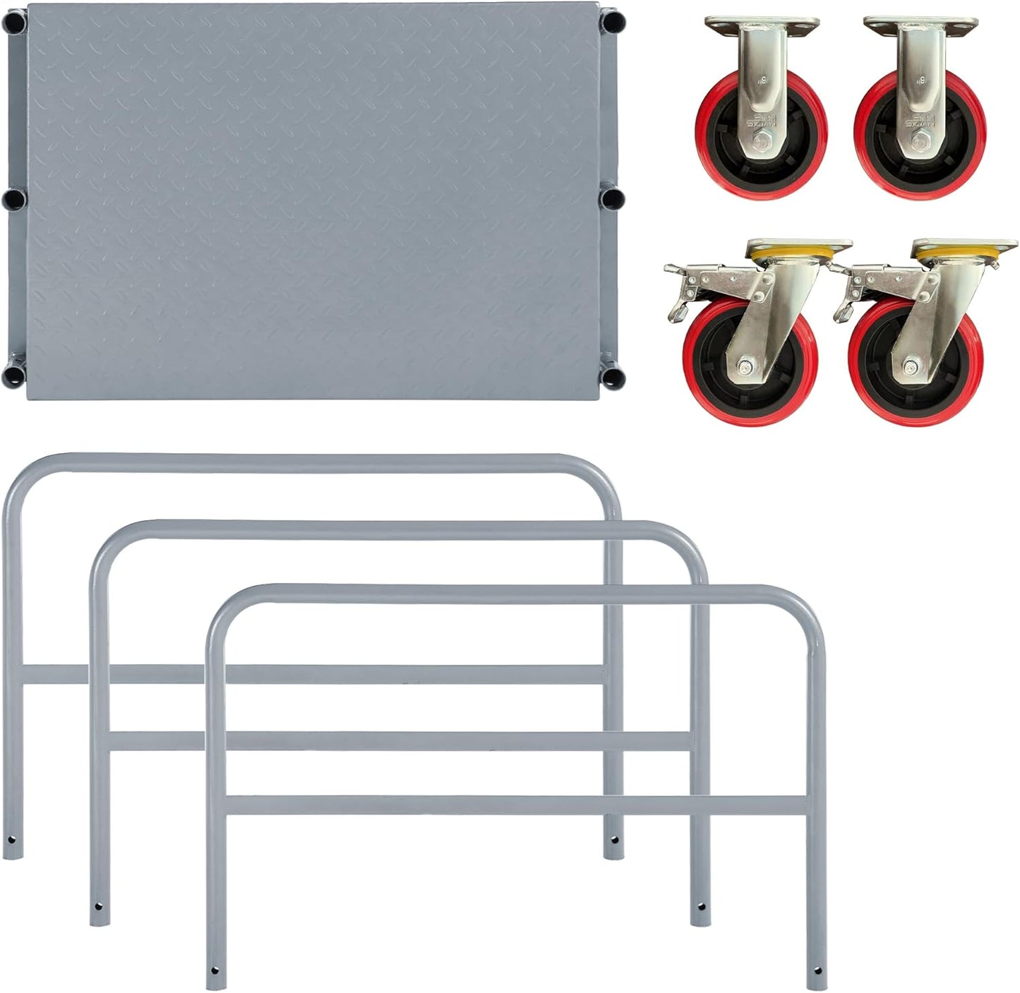 2 in 1 Panel Truck, 2000 LBS Panel Dolly Cart with 6" Swivel Casters and 36" x 24" Deck, Heavy-Duty Drywall Sheet Cart, Handling Wall Panel, Lumber for Garage, Warehouse (9.47 in (3 Side Handrails))