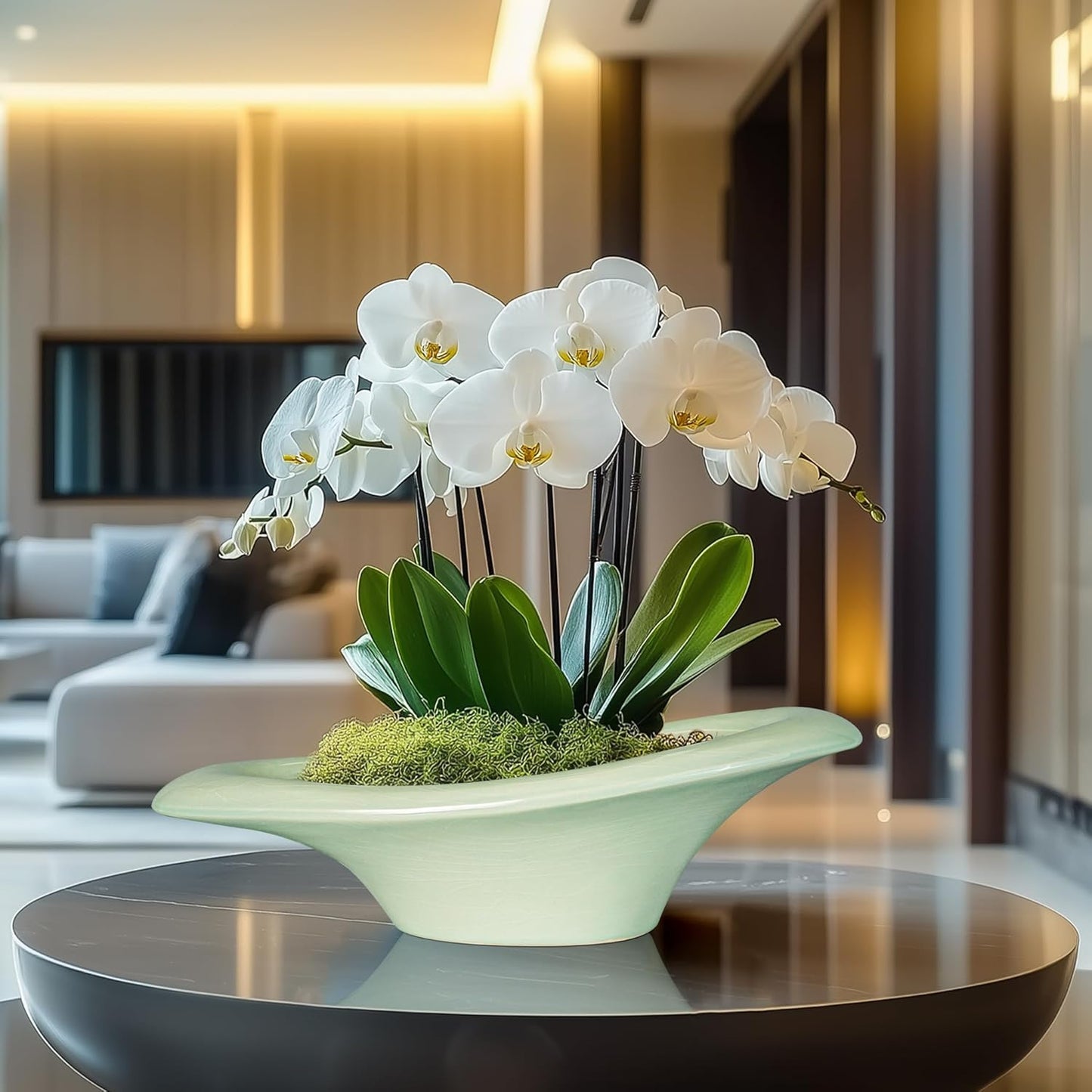 Ceramic Bonsai Pots - Large Succulent Planter 18 Inch Plant Pot Indoor Succulent Pot with Drainage Hole Outdoor Planter Bonsai Tree Pot for House Home Garden Decor Green