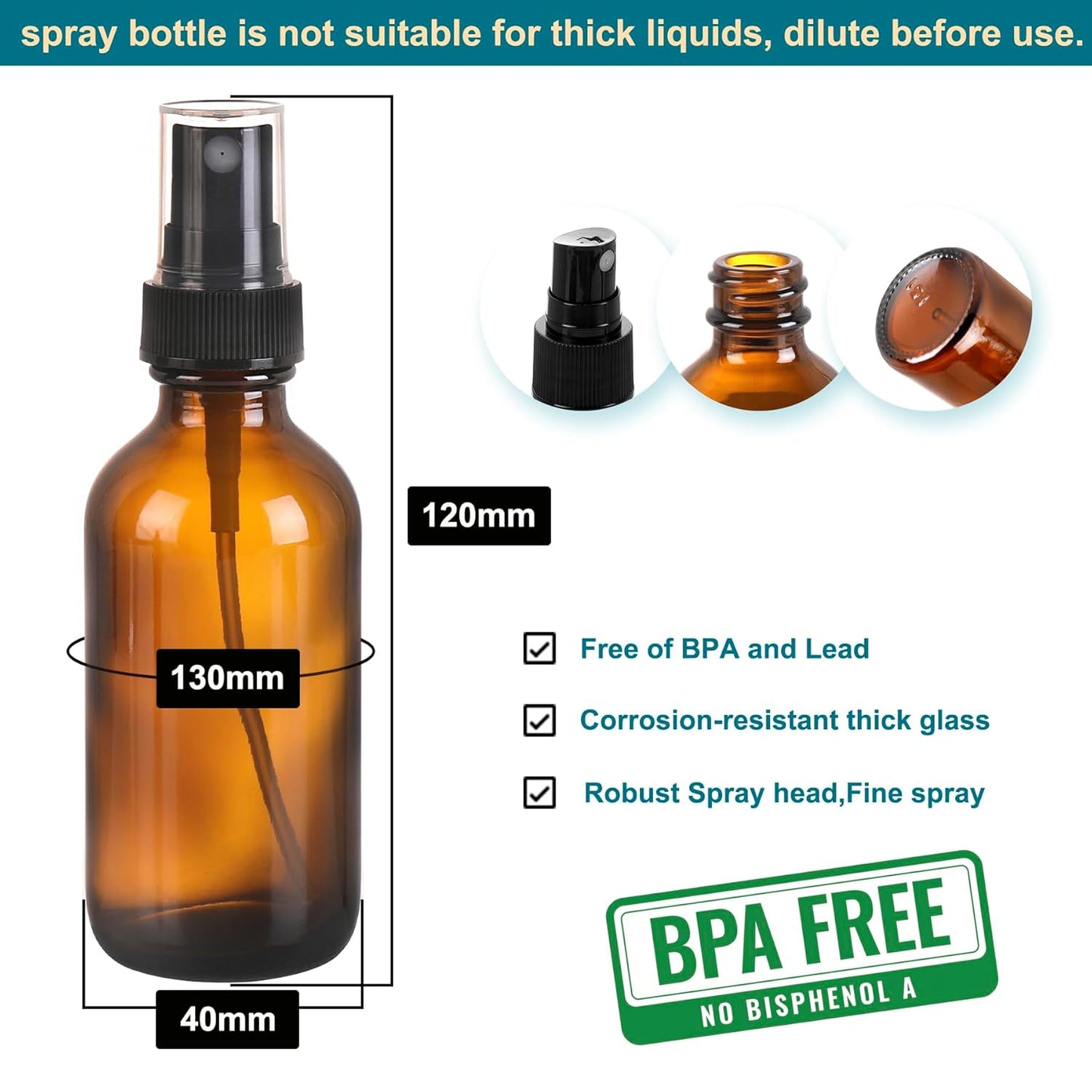 Amber Glass Small Spray Bottle 2 oz 48 Packs,Fine Mist Sprayer Small Clear Bottles,Refillable Containers mini spray bottles for Cleaning Solutions and Skin Care (Amber 48pcs)