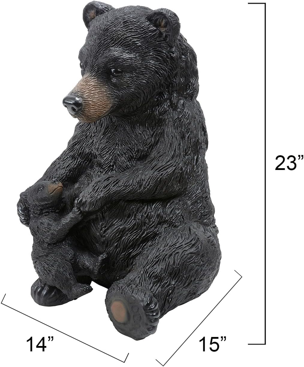 Black Forest Décor Mother & Cub Bear Sculpture - Rustic Polyresin Figurine for Tabletop Decor