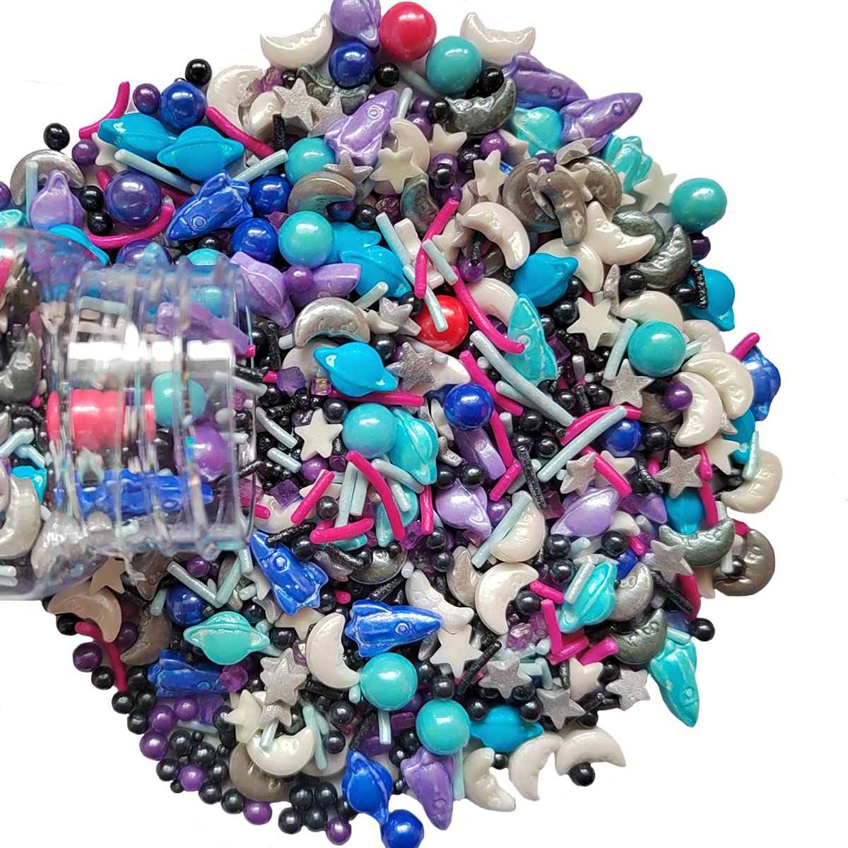 Homankit Space Theme Sprinkles Planet Moon Rocket Stars Sugar Sprinkle Baking Cake Cupcake Ice Cream Donut Decoration 3.35 Ounces