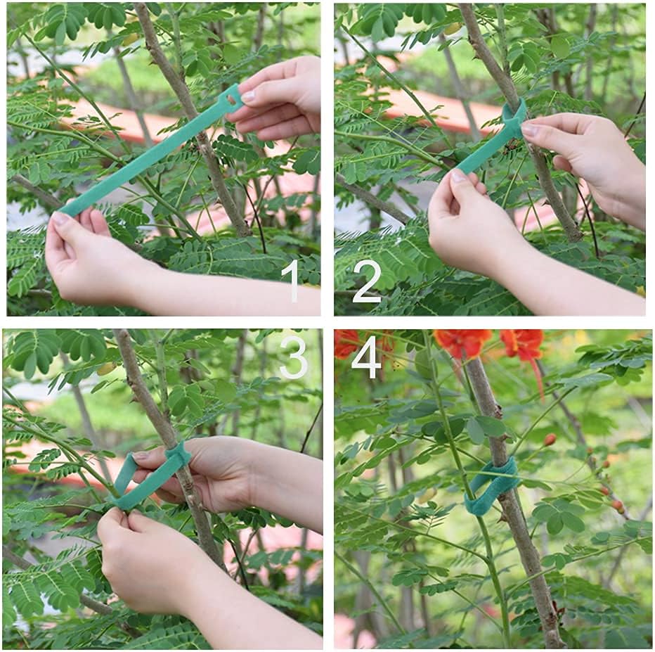 Garden Hook＆Loop Plant Cable Ties, Multi-functional Ties, Adjustable Garden Nylon Ties for Supporting Plant and Vines(50 Pcs, 8 Inch, Green)