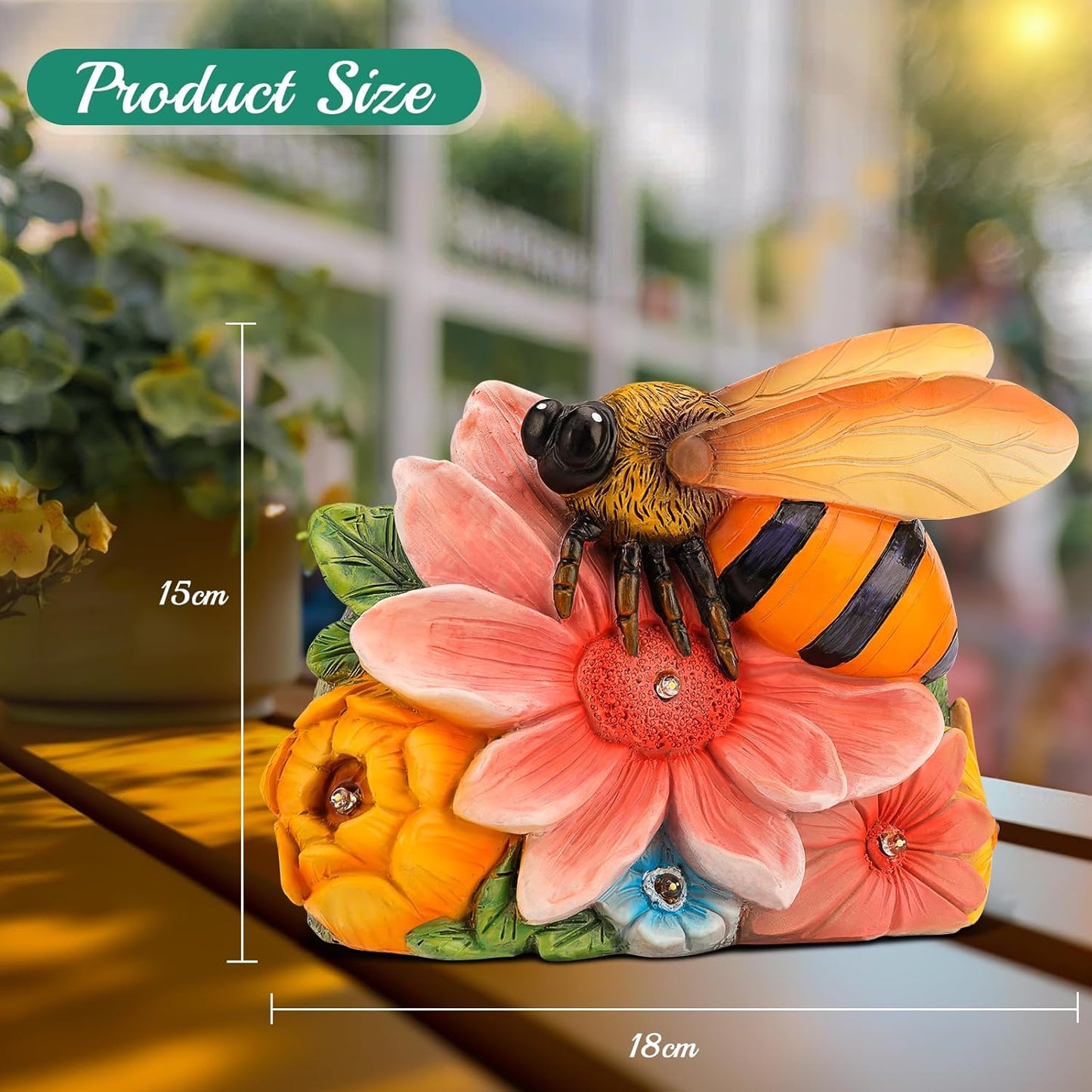 Linkax Birthday Gifts for Women Mom Grandma Sister, Solar Bee Lights Outdoor Garden Decor for Outside Patio Yard Porch Home, Honey Figurine Gardening Housewarming Gifts New Home