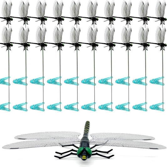 20 Pcs Dragon Fly Clips for Bugs Repellent, 3D Artificial Dragonfly Hat Clip, Dragonfly Garden Decor (20, Black*20 Pcs)