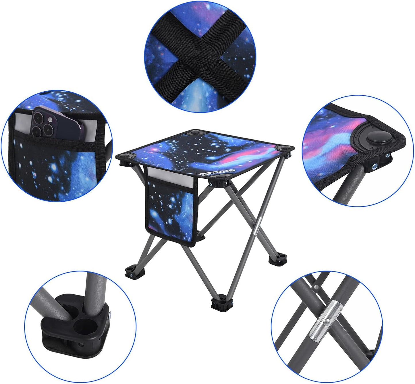 Roptat 2 Pack Camping Stool,Portable Folding Compact Lightweight Stool Seat for Camping Fishing Hiking Gardening Outdoor Walking Backpacking Travelling and Beach with Carry Bag