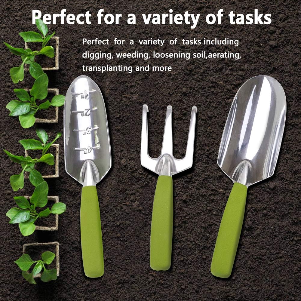 Garden Tools Set with 3 Pcs Aluminum Gardening Tools, 1 Pc Pruning Shear, 1 Pc Mister Spray Bottle, 1 Pc Foam Kneeler，1 Pair Garden Gloves with Claws and 1 Pc Gardener Bag, Gifts for Mom Dad