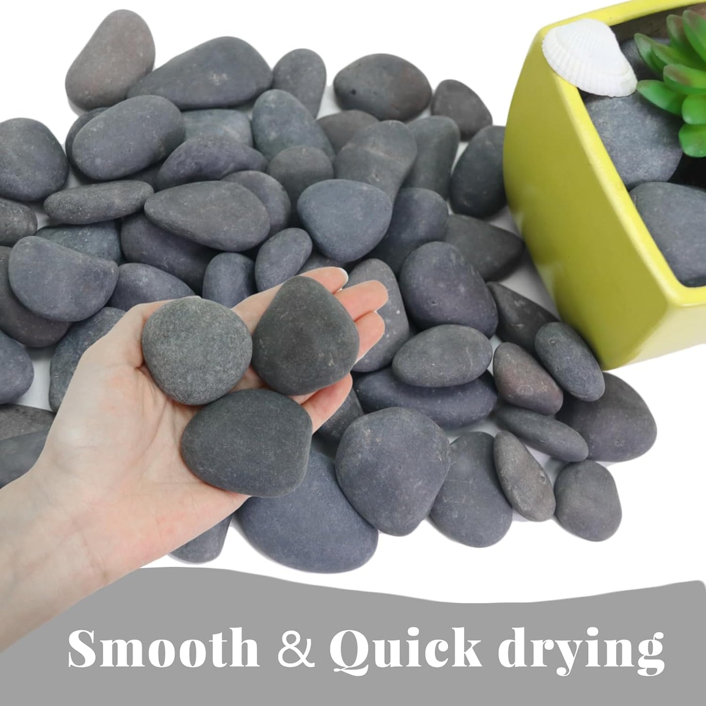 20LB Black Stones Pebbles River Rocks, Natural Beach Pebbles, 0.8-1.5" Decorative Rocks- Ideal for Garden Landscaping, Home Decor, Aquariums, Painting, Crafting and Gifts, Black Colors
