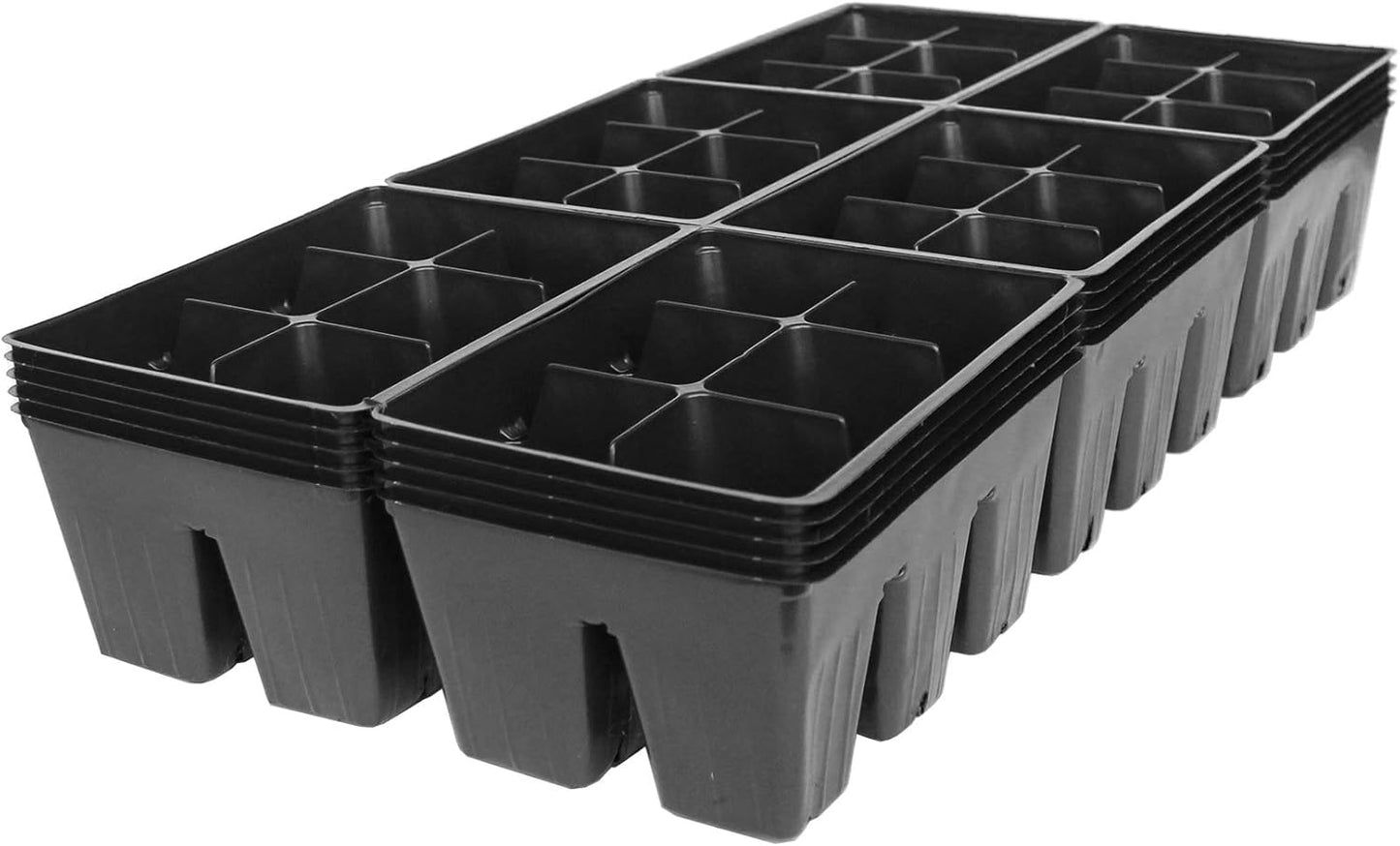 Handy Pantry Black Plastic Garden Tray Inserts - 5 Sheets of 36 Planting Pot Cells Each - 2x3 Nested x6 Configuration - Perforated - Nursery, Greenhouse, Gardening