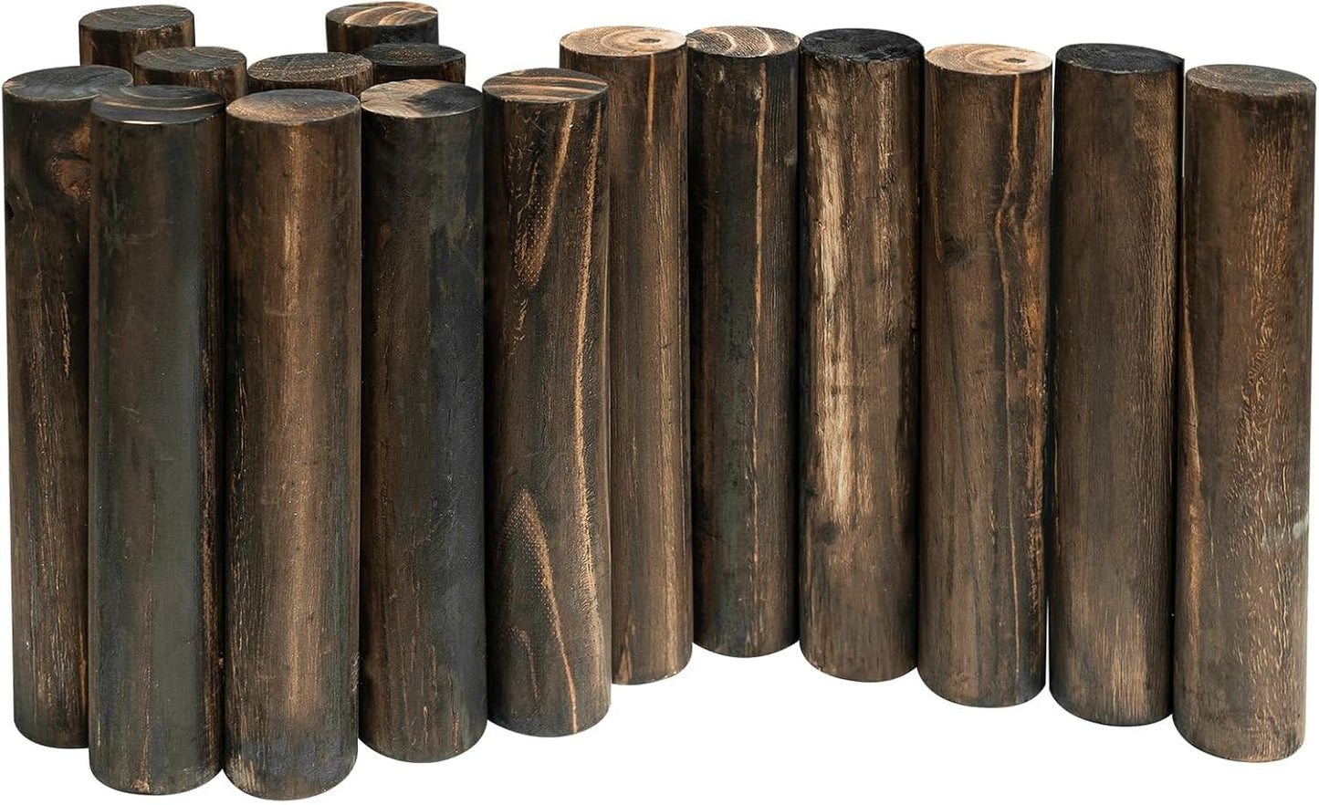 Wood Garden Fence, Wooden Solid Log Edging Border Decorative for Flower Bed Barriers and Landscape Fencing