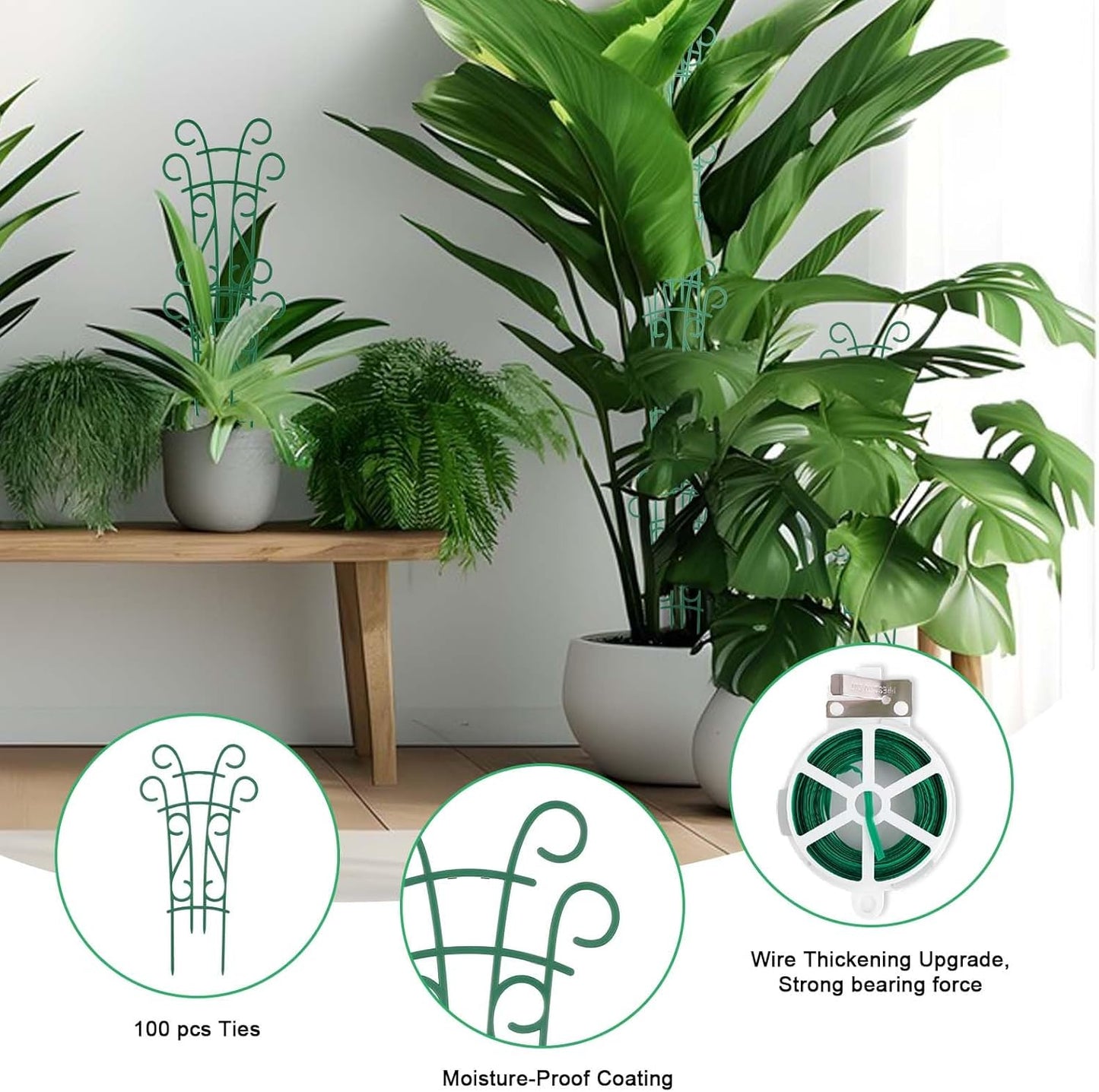 Plant Trellis for Potted Plants 4 Pack Stackable Indoor Outdoor Climbing Houseplant Support with Garden Wire for Pothos Hoya Ivy Flower