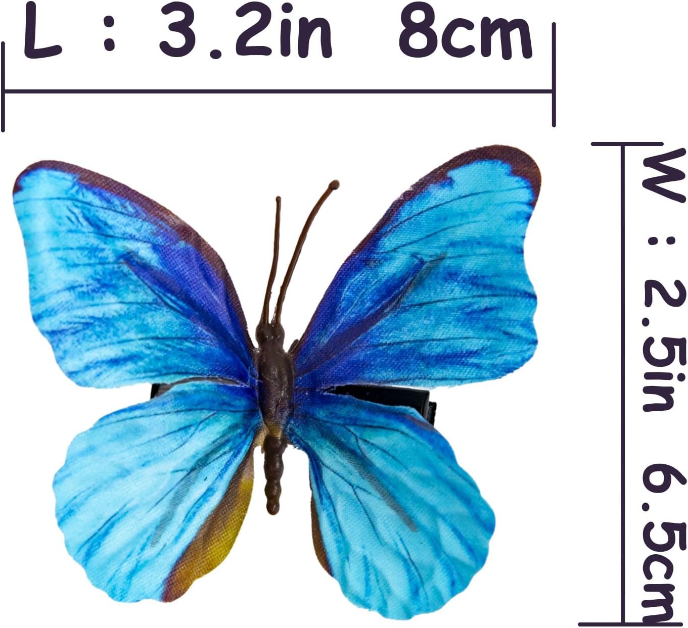 YCHTEWY-Decorative Butterfly Clips, 3D Artificial Silk Butterflies, Multicolor, 12-Pack, Home and Floral Decor (B Clip)