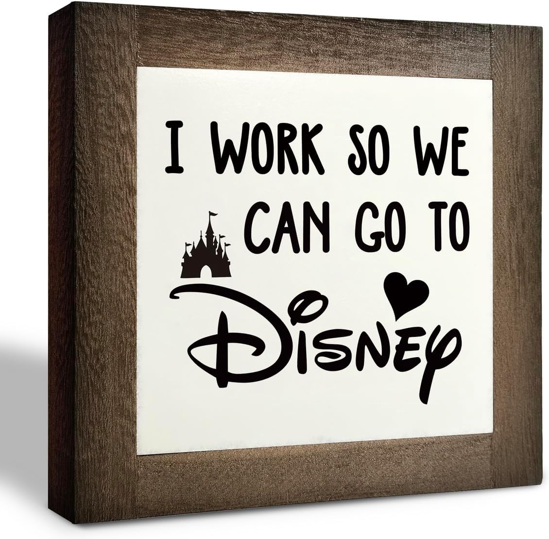 Inspirational Wood Signs, Box Wood Plaques Desk Décor, Decorative Plaques and Signs, Rustic Office Decor Art, Motivational Office Desk Decoration, Farmhouse Home Decor, I Work So We Can Go to E