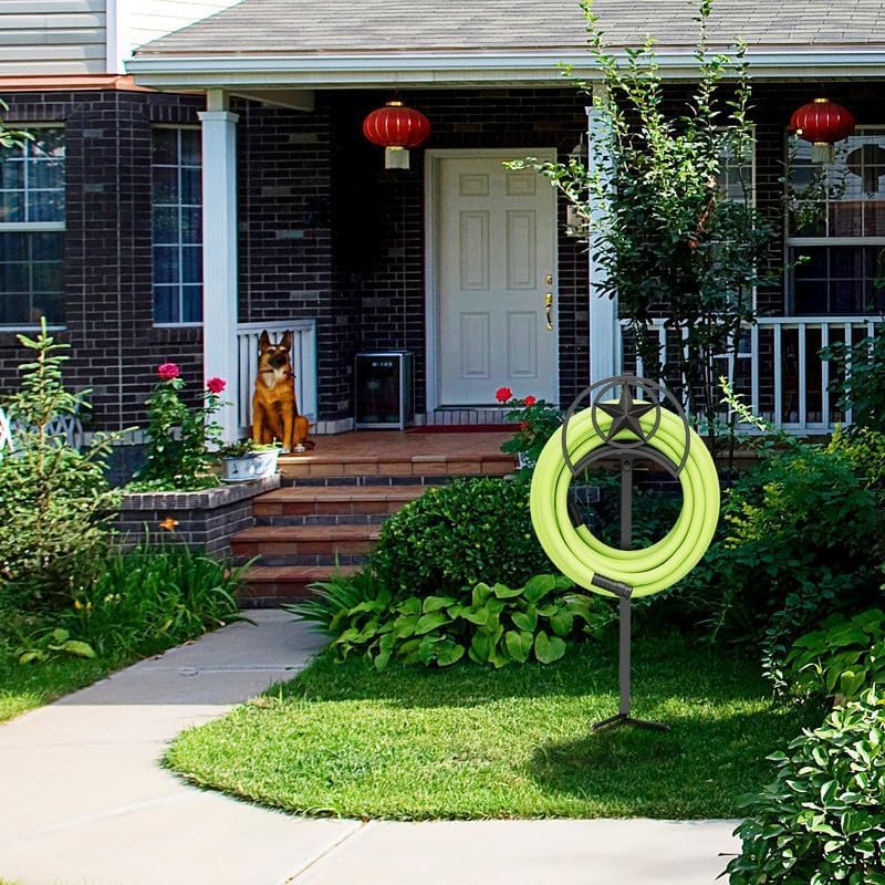 GOFORWILD Garden Hose Holder, Decorative Hose Butler Sturdy Water Hose Rack, Durable Wall Hose Hanger, Hose Reel, Holds 125-Feet of 5/8-Inch Hose, Made of Gauge Steel, 7010