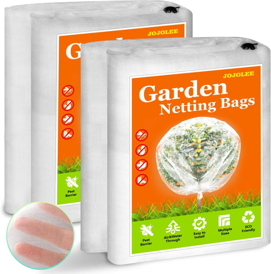 JOJOLEE Fruit Tree Netting for Garden Protection, 2Pcs 8.2 x 6.5FT Insect Bird Nettings with Zipper and Drawstring, Plant Cover Mesh Net Bags for Blueberry Bushes, Tomatoes, Flowers