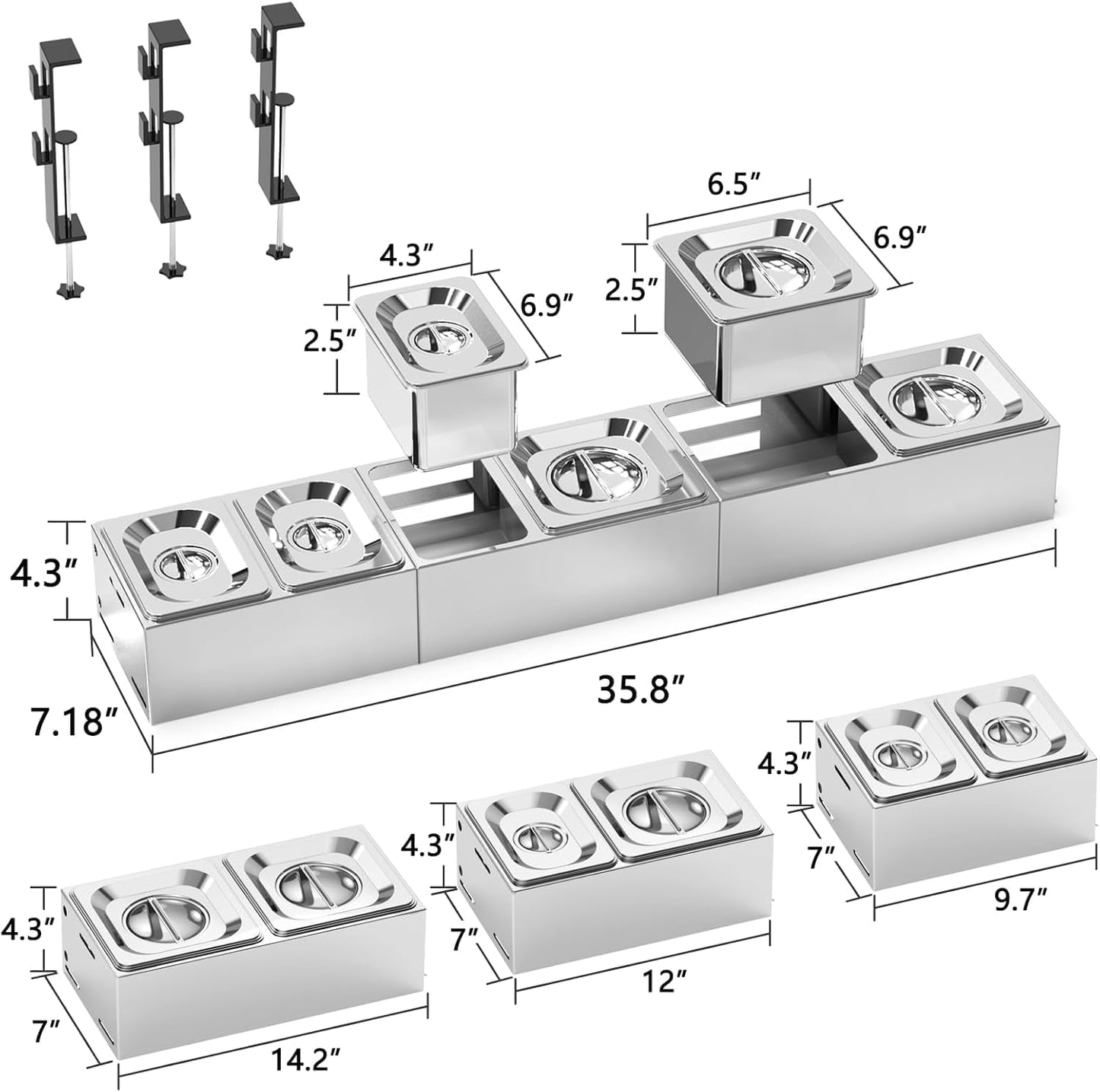 Pizza Oven Cart Table and Topping Station for Ooni Koda/Karu/Fyra 16 & 12, Movable Thicken & Widen Rolling Kitchen Cart, Outdoor Grill Stand for Ninja Woodfire,Blackstone Griddle