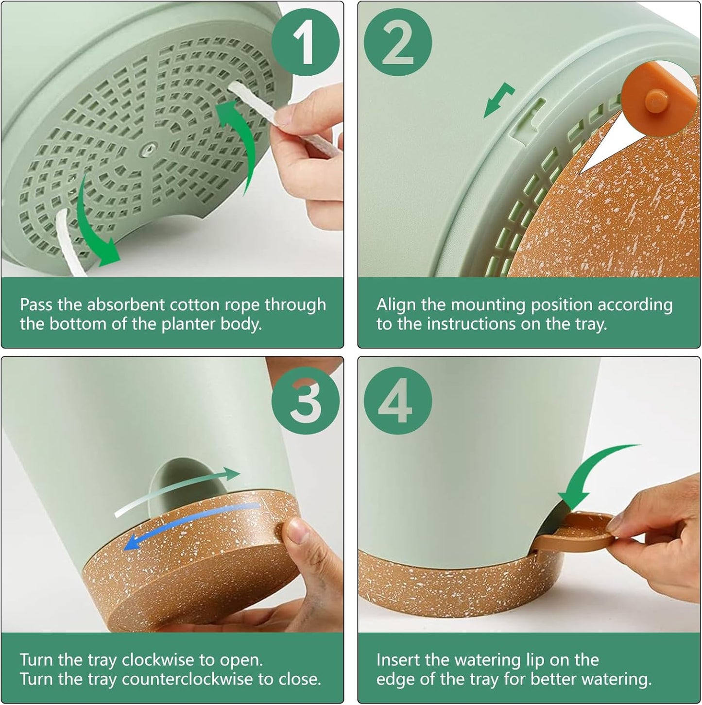 Self Watering Planters for Outdoor Plants 7/6.5/6/5.5/5Inch 5Pack Flower Pot for House Plants Green Indoor Plastic Pots Plant Pots Succulent Pots with Drainage Hole and Deep Reservoir