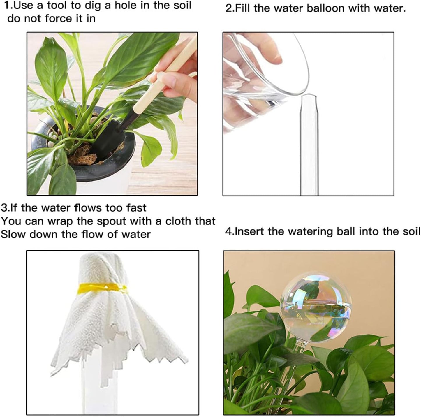 17 Oz 2 Weeks Glass Plant Watering Globes Large for Indoor Outdoor Potted Plants Self Watering Planter Insert Bulbs Water Plants While Away Vacation Devices (Iridescent Large 2-Pack)