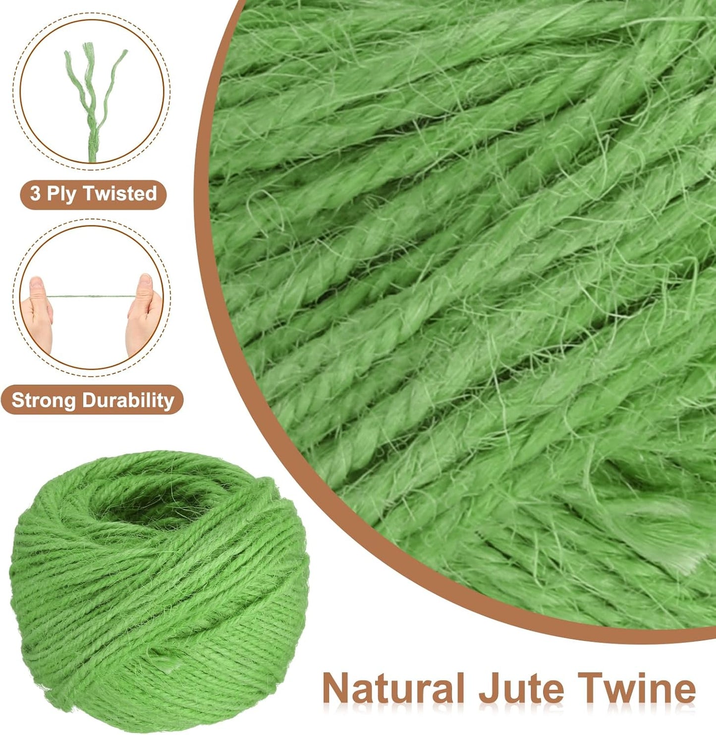 uxcell 164 Feet Natural Jute Twine String,2mm Thin Garden Twine Rope Colored Plant String Cord for DIY Art Crafts Gift Wrapping Decoration Packing Gardening Plant Hanger,Light Green