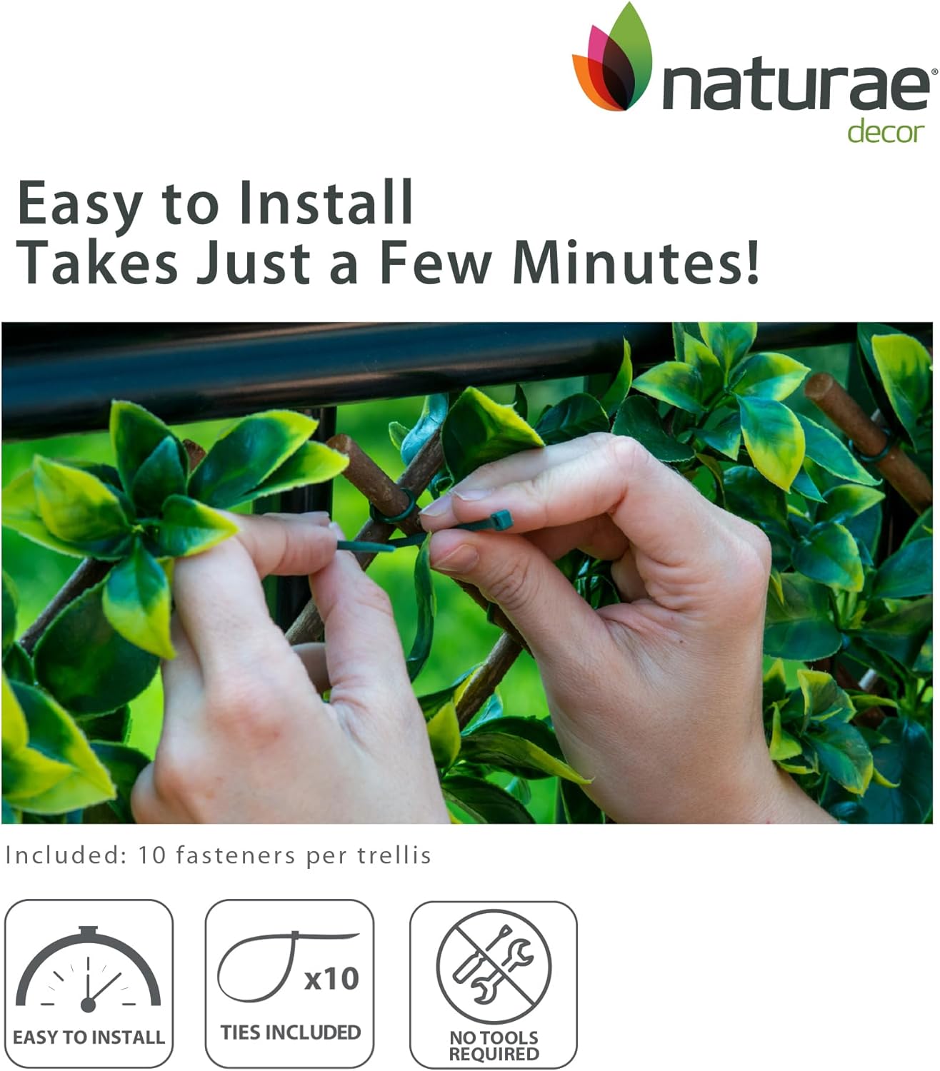 Naturae Decor Expandable Willow Trellis - Outdoor Privacy Screen - Sturdy and Flexible - Realistic Look - 36 in x 72 in - Rose Leaves