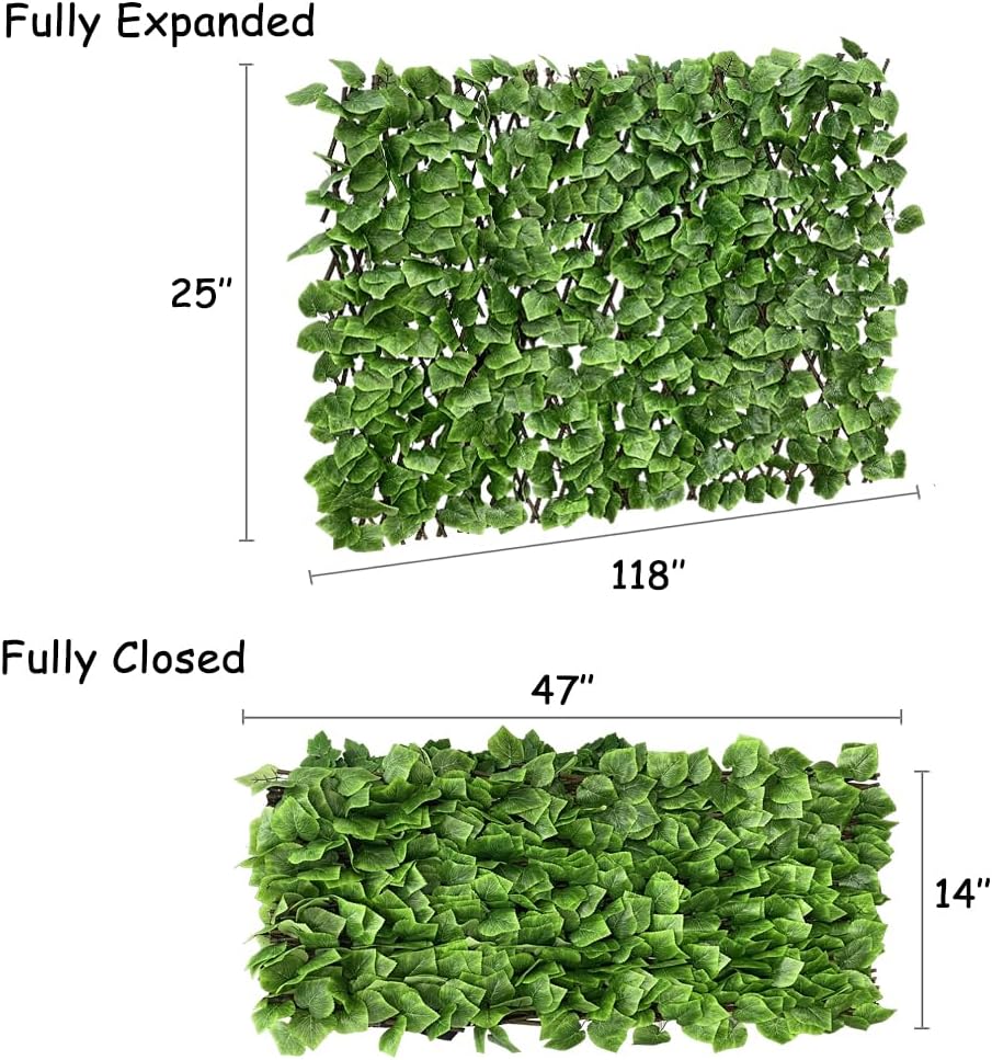 Expandable Fence Privacy Screen for Balcony Patio Outdoor,Decorative Faux Ivy Fencing Panel,Artificial Hedges (Single Sided Leaves)…2