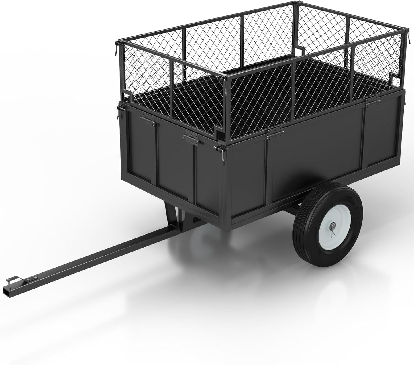 GAOMON Heavy Duty Utility Trailer for ATV/UTV, 750lbs Capacity Garden Dump Cart with 17 Cu. Ft. Bed, Removable Sides, Pneumatic Tires, Hitch Compatible Pull-Behind Yard Cart for Lawn Mower, Tractor