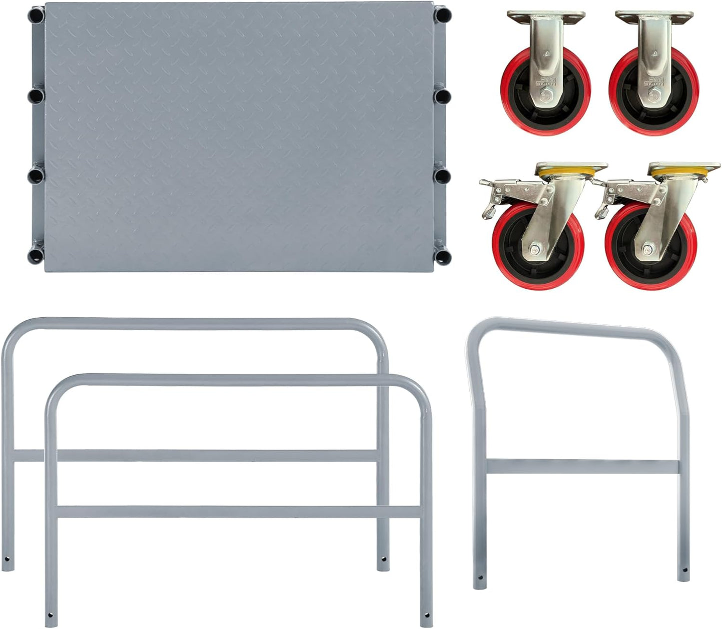 2 in 1 Panel Truck, 2000 LBS Panel Dolly Cart with 6" Swivel Casters and 36" x 24" Deck, Heavy-Duty Drywall Sheet Cart, Handling Wall Panel, Lumber for Garage, Warehouse (5.89 in (4 Side Handrails))