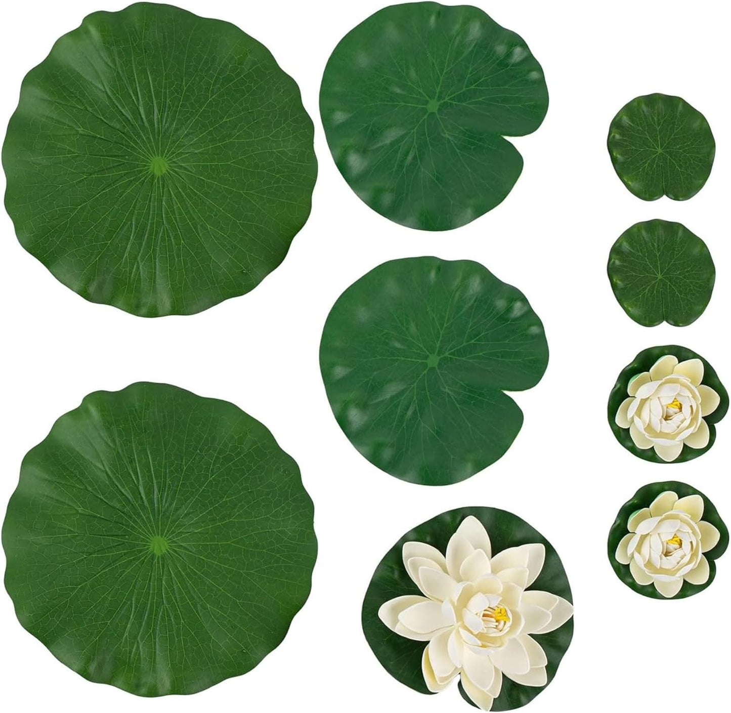 Framendino, 9 Pack Artificial Floating Foam Lotus Flower Decor Realistic Water Lily Pads Ornaments for Ponds Decoration
