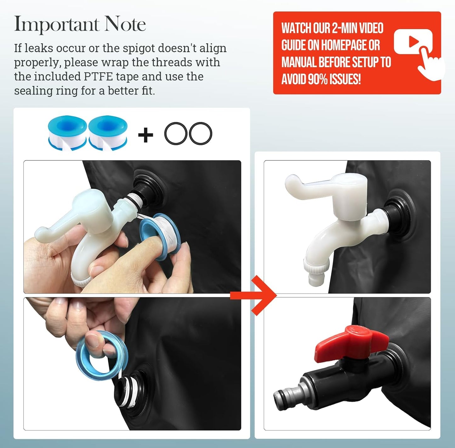 53 Gallon Collapsible Rain Barrel, SKM Portable Rain Water Collection Barrel for Garden/Outside/Lawn, PVC Rainwater Collection System Water Tank Storage Container with Spigots & Overflow Kit, Black