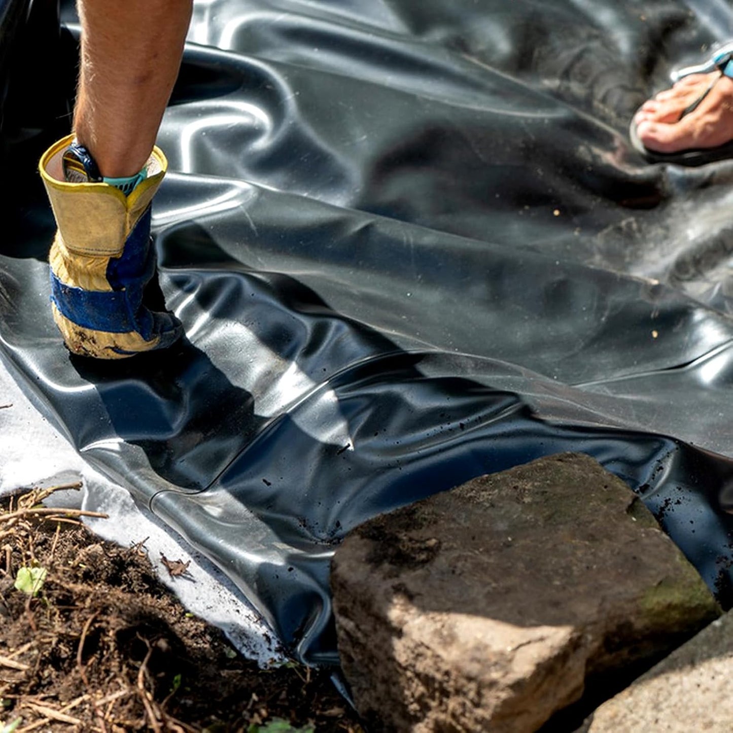 yarlung 2 Pack 4x7 Feet Pond Liner, 20 Mil Small Pond HDPE Mat Black KOI Pond Liner for Fish Ponds, Waterfall, Garden Fountains